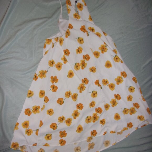 size medium womens dress casual yellow white sun  spring summer floral pretty - Picture 4 of 4